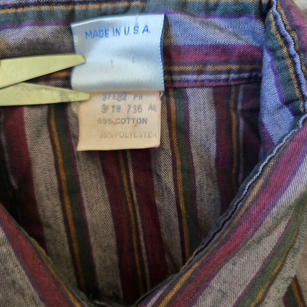 Vintage Wrangler 80s Western Round Collar Pin Striped Formal Button Up sz Small - Picture 5 of 9
